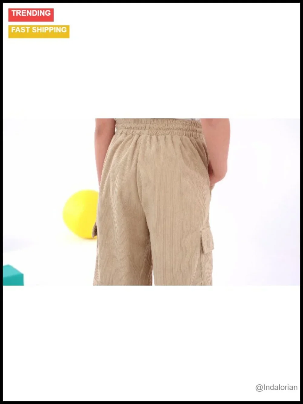 Girls Corduroy Cargo Pants Jogger with Pockets School Uniform Straight Leg